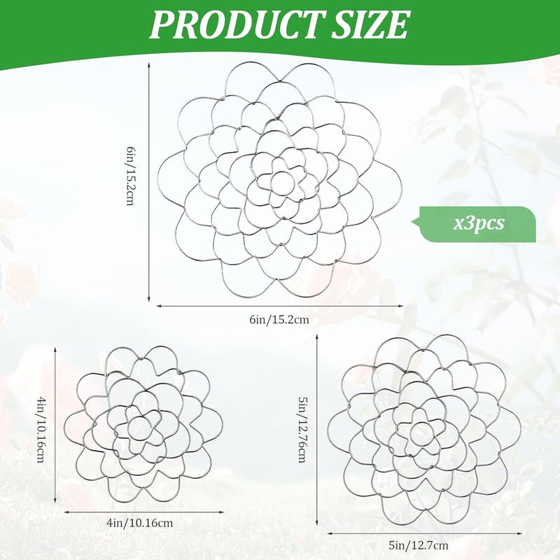 hurifeng 3Pcs Flower Arrangement Holder Set- Stainless Steel Floral Grid Organizer - Wire Frog Insert for Vases Bouquets DIY Home Decor(Silver) - Image 2